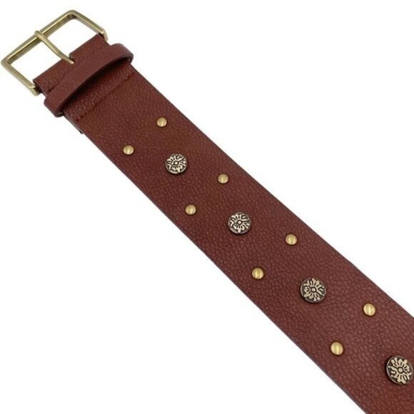 BCBGeneration Brown Gold Faux Leather Studded Belt Western Boho - Picture 1 of 7